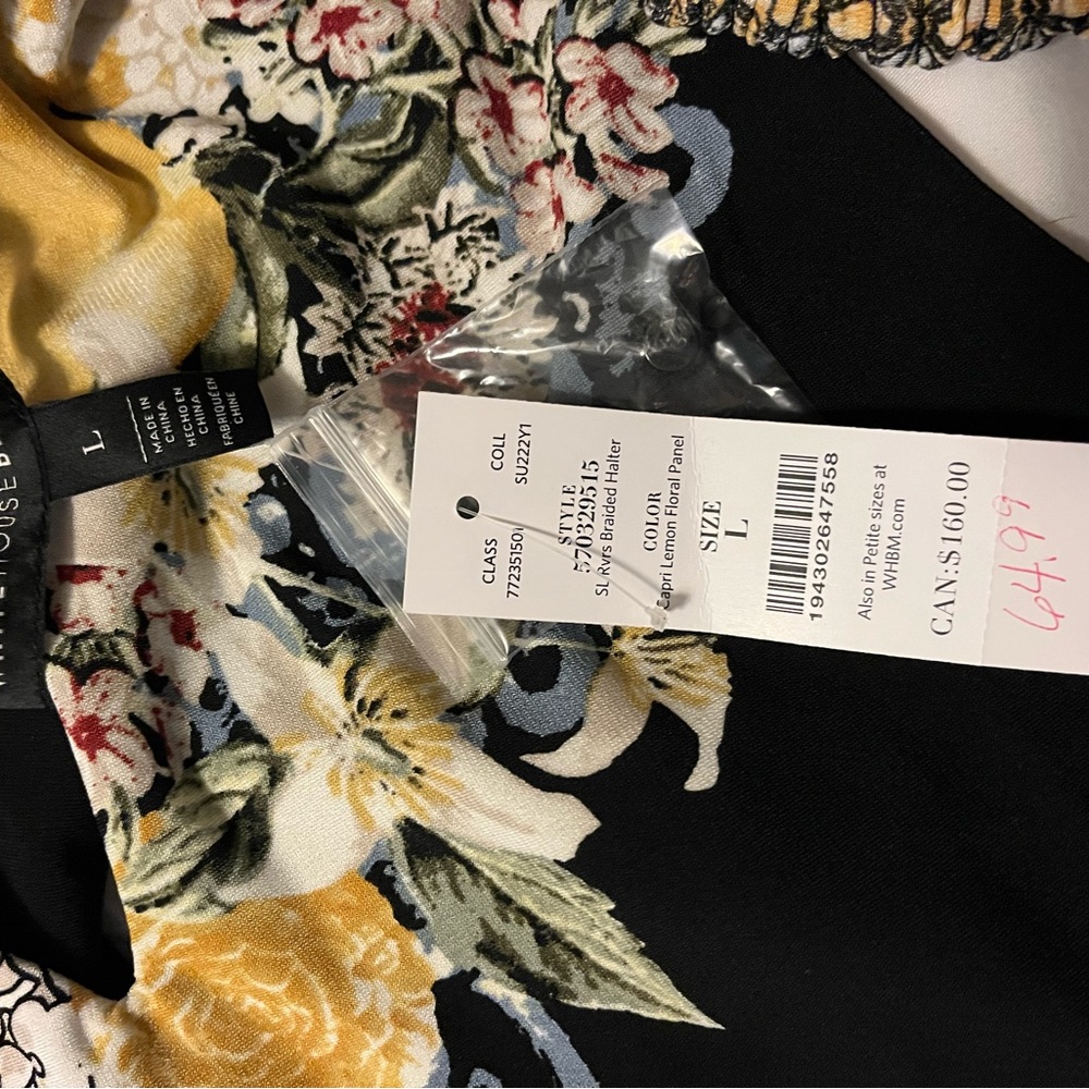 White House Black Market Lemon Print Dress with Belt NWT